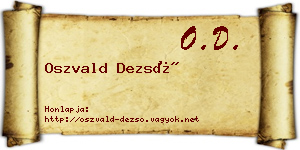 Oszvald Dezső névjegykártya